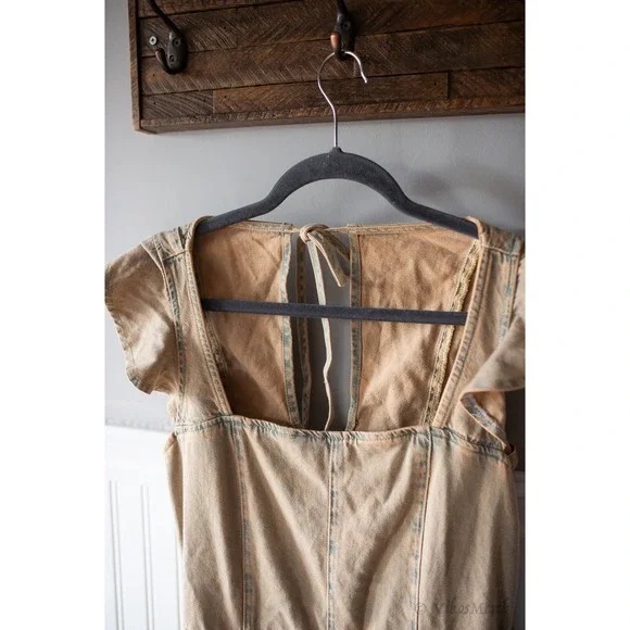 Free People Love Bite jumpsuit Small Denim Ruffles NEW